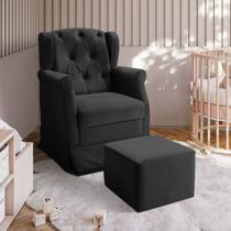 Poltrona De Amamentação Balanço Puff Ternura Veludo Preto Poltrona De Amamentação Balanço Puff Ternura Veludo Preto