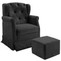 Poltrona De Amamentação Balanço Puff Ternura Veludo Preto Poltrona De Amamentação Balanço Puff Ternura Veludo Preto