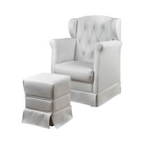 Poltrona de Amamentação Cadeira de Balanço com Puff Eliza Material Sintético Branco - Shop das Cabeceiras