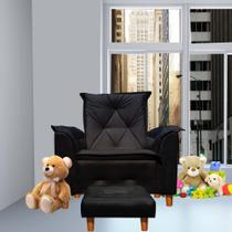 Poltrona De Amamentação Celine Com Puff Suede Preto