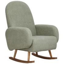 Poltrona de Amamentação Com Balanço Base Milka Dolce D02 Bouclê Verde Oliva C-199 - Lyam Decor