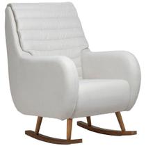 Poltrona De Amamentação Com Balanço Base Milka Sky D02 Linho Branco C-419 - Lyam Decor