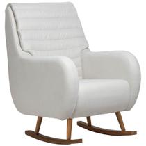 Poltrona de Amamentação Com Balanço Base Milka Sky D02 Linho Branco C-419 - Lyam Decor
