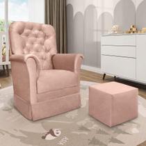 Poltrona De Amamentação Com Balanço E Puff Angelin Veludo Rosê P02 - D'rossi
