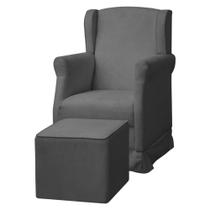 Poltrona De Amamentação Com Balanço e Puff Doçura Bouclê