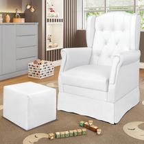 Poltrona de Amamentação com Balanço e Puff Elyra Sintético Branco P02 - D Rossi Poltrona de Amamentação com Balanço e Puff Elyra Sintético Branco P02 - D Rossi