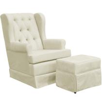 Poltrona de Amamentação com Balanço e Puff Helena Capitonê Suede Bege - Lyam Decor Poltrona de Amamentação com Balanço e Puff Helena Capitonê Suede Bege - Lyam Decor