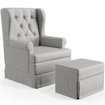 Poltrona De Amamentação Com Balanço e Puff Helena P02 Capitonê Facto Cinza Metalizado - Lyam Decor Poltrona De Amamentação Com Balanço e Puff Helena P02 Capitonê Facto Cinza Metalizado - Lyam Decor