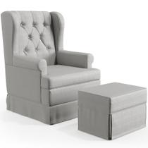 Poltrona De Amamentação Com Balanço e Puff Helena P02 Capitonê Facto Cinza Metalizado - Lyam Decor Poltrona De Amamentação Com Balanço e Puff Helena P02 Capitonê Facto Cinza Metalizado - Lyam Decor