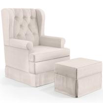 Poltrona De Amamentação Com Balanço e Puff Helena P02 Capitonê Linho Cru - Lyam Decor Poltrona De Amamentação Com Balanço e Puff Helena P02 Capitonê Linho Cru - Lyam Decor