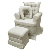 Poltrona de Amamentação com Balanço e Puff Linho Boucle Dourado Poltrona de Amamentação com Balanço e Puff Linho Boucle Dourado