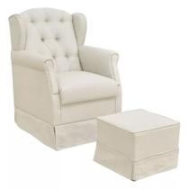Poltrona de Amamentação com Balanço e Puff Lívia Linho Bege - Phoenix Poltrona de Amamentação com Balanço e Puff Lívia Linho Bege - Phoenix