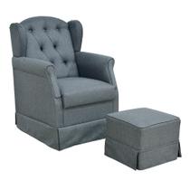 Poltrona de Amamentação com Balanço e Puff Lívia Linho Chumbo - Mpozenato Poltrona de Amamentação com Balanço e Puff Lívia Linho Chumbo - Mpozenato