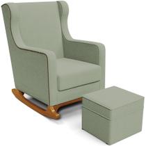 Poltrona de Amamentação com Balanço e Puff Mavie L02 Bouclê Oliva - Lyam Decor Poltrona de Amamentação com Balanço e Puff Mavie L02 Bouclê Oliva - Lyam Decor