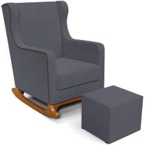 Poltrona de Amamentação com Balanço e Puff Mavie L02 Suede Cinza - Lyam Decor Poltrona de Amamentação com Balanço e Puff Mavie L02 Suede Cinza - Lyam Decor