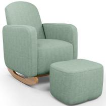 Poltrona de Amamentação com Balanço e Puff Orgânico Saori W01 Linho Verde Menta - Lyam Decor Poltrona de Amamentação com Balanço e Puff Orgânico Saori W01 Linho Verde Menta - Lyam Decor