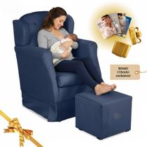 Poltrona de Amamentação com Balanço e Puff Premium Super Conforto 4 Ebooks de Brinde