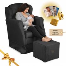 Poltrona de Amamentação com Balanço e Puff Premium Super Conforto 4 Ebooks de Brinde