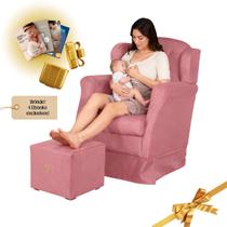 Poltrona de Amamentação com Balanço e Puff Premium Super Conforto 4 Ebooks de Brinde