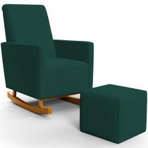 Poltrona de Amamentação com Balanço e Puff Ravena W01 Bouclê Verde - Lyam Decor Poltrona de Amamentação com Balanço e Puff Ravena W01 Bouclê Verde - Lyam Decor