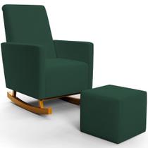 Poltrona de Amamentação com Balanço e Puff Ravena W01 Suede Verde - Lyam Decor Poltrona de Amamentação com Balanço e Puff Ravena W01 Suede Verde - Lyam Decor