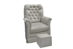 Poltrona de Amamentação Com Balanço e Puff Reto Maternidade Agatha Suede Cinza - Phoenix Baby