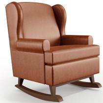 Poltrona De Amamentação Com Balanço Malu Base De Madeira P02 Material Sintético Camel - Lyam Decor Poltrona De Amamentação Com Balanço Malu Base De Madeira P02 Material Sintético Camel - Lyam Decor