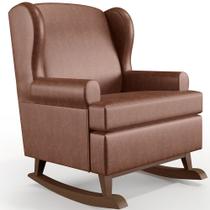 Poltrona De Amamentação Com Balanço Malu Base De Madeira P02 material sintético Marrom - Lyam Decor Poltrona De Amamentação Com Balanço Malu Base De Madeira P02 material sintético Marrom - Lyam Decor