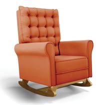 Poltrona de Amamentação Com Balanço Manu Veludo Ferrugem Tb125 Base de Madeira F06 - D'Rossi