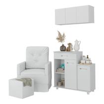 Poltrona De Amamentação Com Puff E Armário/balcão Multimóveis Mp4212 Branco Branco