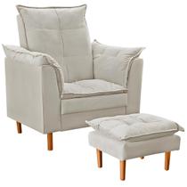 Poltrona De Amamentação com Puff Quarto Bebê Vitória Suede