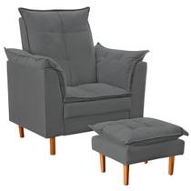 Poltrona De Amamentação com Puff Quarto de Bebê Bia Suede