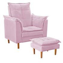 Poltrona De Amamentação com Puff Quarto de Bebê Bia Suede