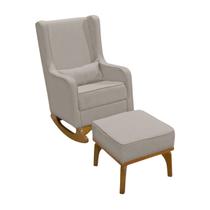 Poltrona de Amamentação e Balanço Retro Cadeira Áquila C/ Puff Cinza - Anjo de Casa