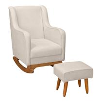 Poltrona de Amamentação e Descanso Áquilla com Base Balanço e Puff Bouclé Off White - Abmaza Poltrona de Amamentação e Descanso Áquilla com Base Balanço e Puff Bouclé Off White - Abmaza