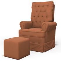 Poltrona de Amamentação e Descanso com Balanço e Puff Laís G05 Veludo Terracota - Mpozenato Poltrona de Amamentação e Descanso com Balanço e Puff Laís G05 Veludo Terracota - Mpozenato