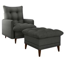 Poltrona De Amamentaçao E Puff Montreal Linho Vancouver Chumbo Milani Store