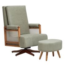 Poltrona de Amamentação Giro Balanço Eloá com Puff Bouclé Verde Claro - Nexta Casa Poltrona de Amamentação Giro Balanço Eloá com Puff Bouclé Verde Claro - Nexta Casa