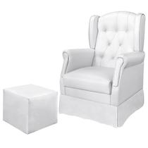 Poltrona de Amamentação Letícia com Balanço e Puff material sintético Branco - Phoenix Baby Poltrona de Amamentação Letícia com Balanço e Puff material sintético Branco - Phoenix Baby