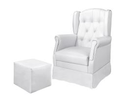 Poltrona de Amamentação Leticia Com Puff Reto Maternidade Revestimento Sintético Branco - Phoenix Baby Poltrona de Amamentação Leticia Com Puff Reto Maternidade Revestimento Sintético Branco - Phoenix Baby