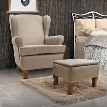 Poltrona de Amamentação Maria Vitoria Fixa com Pés de Madeira e Puff Phoenix Baby