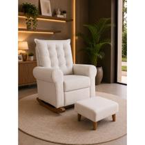 Poltrona de Amamentação Mommy com Puff e Balanço em Suede Conforto, Elegância e Aconchego