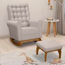 Poltrona De Amamentação Paris Base Balanço C/ Puff Retrô linho