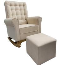 Poltrona De Amamentação Páris Retro Com Balanço e Puff