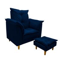 Poltrona De Amamentação + Puff Luana Yamin Sofia Loana Pés Madeira Suede