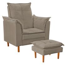 Poltrona De Amamentação Quarto de Bebê Com Puff Melina Suede