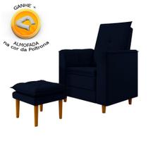 Poltrona de Amamentação Quarto Infantil com Puff Kate Pés Palito Suede Azul Marinho + Binde Amofada Poltrona de Amamentação Quarto Infantil com Puff Kate Pés Palito Suede Azul Marinho + Binde Amofada