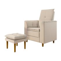 Poltrona de Amamentação Quarto Infantil com Puff Kate Pés Palito Suede Bege - New Belle Poltrona de Amamentação Quarto Infantil com Puff Kate Pés Palito Suede Bege - New Belle