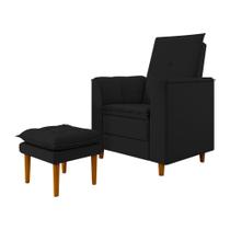 Poltrona de Amamentação Quarto Infantil com Puff Kate Pés Palito Suede Preto - New Belle Poltrona de Amamentação Quarto Infantil com Puff Kate Pés Palito Suede Preto - New Belle