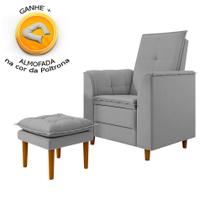 Poltrona de Amamentação Quarto Infantil com Puff Kate Pés Palito Veludo Prata + Binde Amofada Poltrona de Amamentação Quarto Infantil com Puff Kate Pés Palito Veludo Prata + Binde Amofada